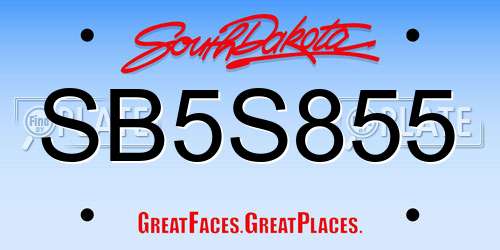 SB5S855 South Dakota License Plate