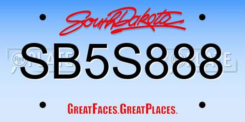 SB5S888 South Dakota License Plate