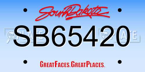 SB65420 South Dakota License Plate