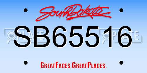 SB65516 South Dakota License Plate