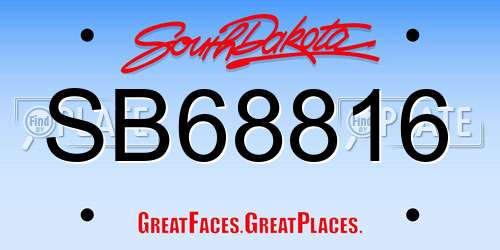 SB68816 South Dakota License Plate