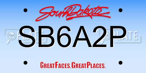 SB6A2P South Dakota License Plate