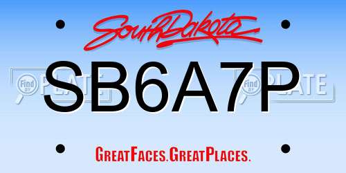 SB6A7P South Dakota License Plate