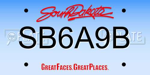 SB6A9B South Dakota License Plate