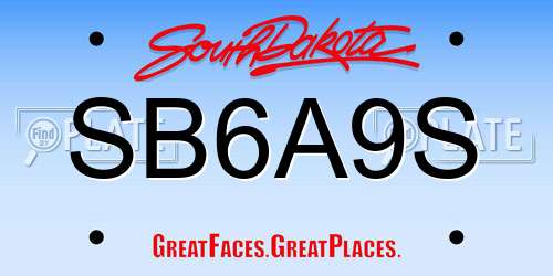 SB6A9S South Dakota License Plate
