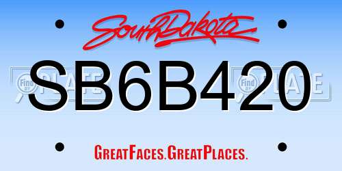 SB6B420 South Dakota License Plate