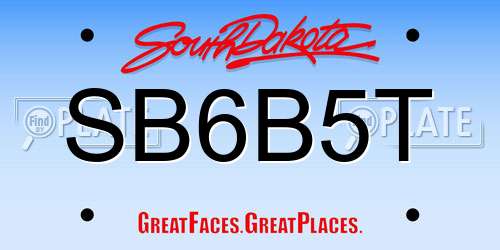 SB6B5T South Dakota License Plate