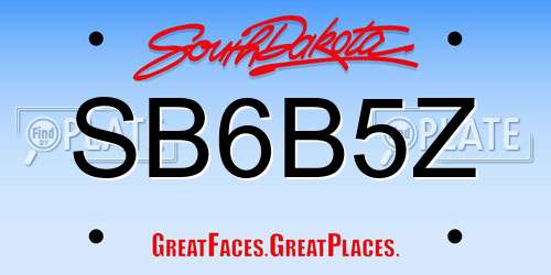 SB6B5Z South Dakota License Plate