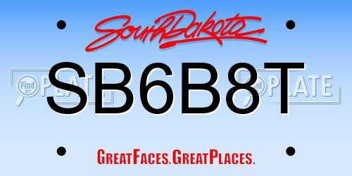 SB6B8T South Dakota License Plate