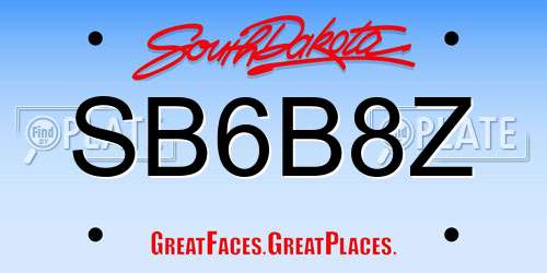 SB6B8Z South Dakota License Plate