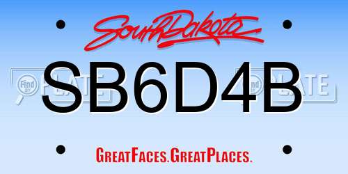 SB6D4B South Dakota License Plate
