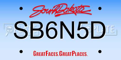SB6N5D South Dakota License Plate