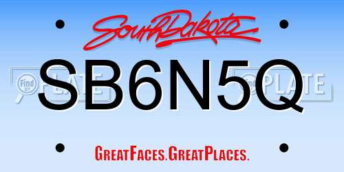 SB6N5Q South Dakota License Plate