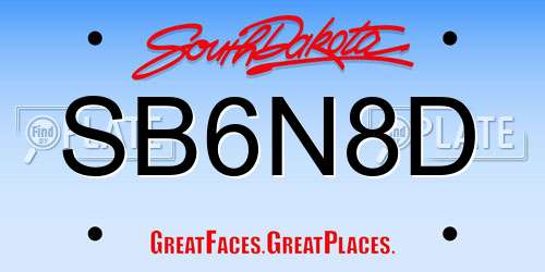 SB6N8D South Dakota License Plate