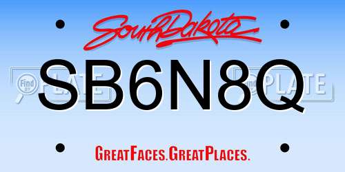 SB6N8Q South Dakota License Plate