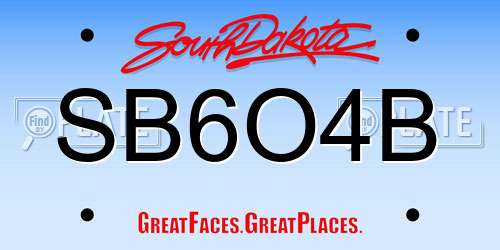 SB6O4B South Dakota License Plate
