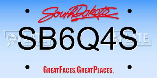 SB6Q4S South Dakota License Plate