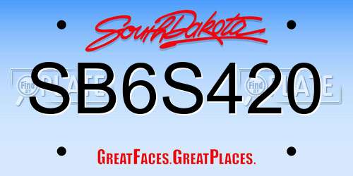 SB6S420 South Dakota License Plate