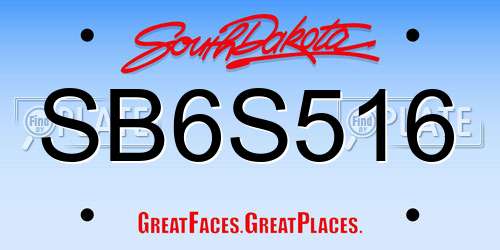 SB6S516 South Dakota License Plate