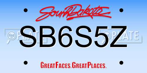 SB6S5Z South Dakota License Plate