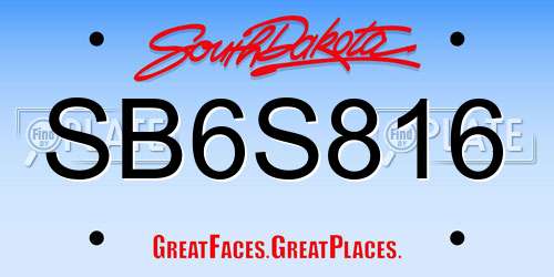 SB6S816 South Dakota License Plate
