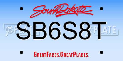 SB6S8T South Dakota License Plate