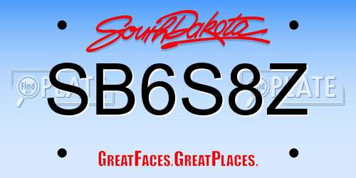 SB6S8Z South Dakota License Plate