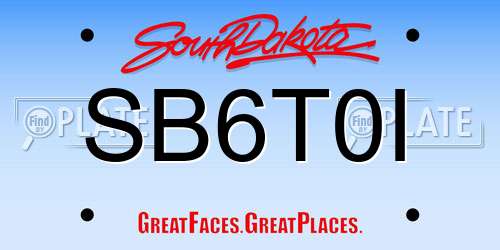 SB6T0I South Dakota License Plate