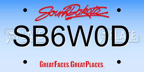 SB6W0D South Dakota License Plate