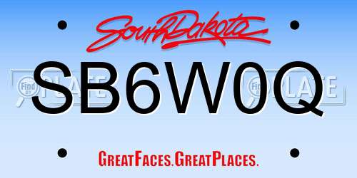 SB6W0Q South Dakota License Plate