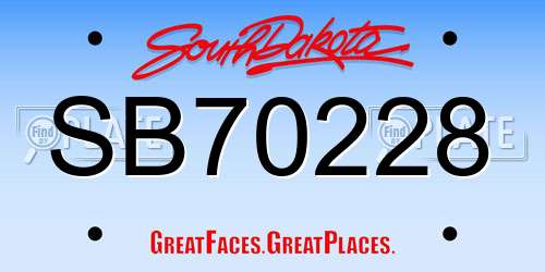 SB70228 South Dakota License Plate