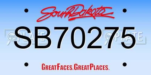 SB70275 South Dakota License Plate
