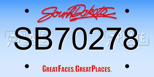 SB70278 South Dakota License Plate