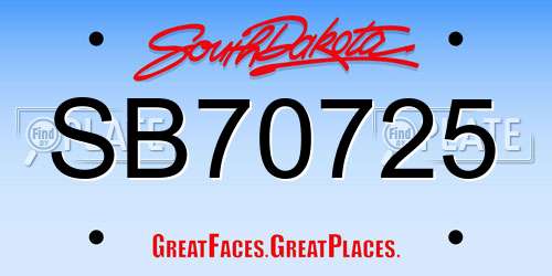 SB70725 South Dakota License Plate