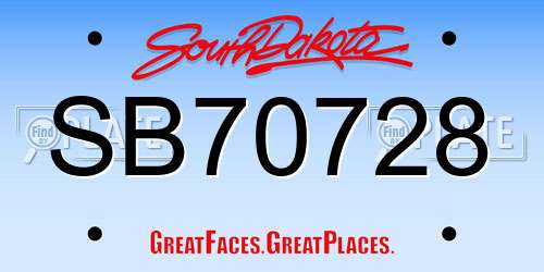SB70728 South Dakota License Plate