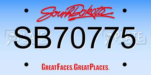 SB70775 South Dakota License Plate