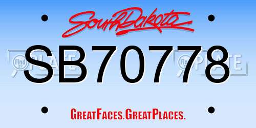 SB70778 South Dakota License Plate