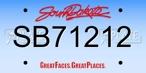 SB71212 South Dakota License Plate