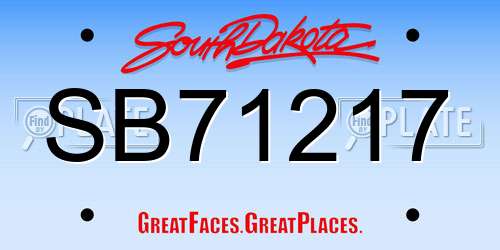 SB71217 South Dakota License Plate