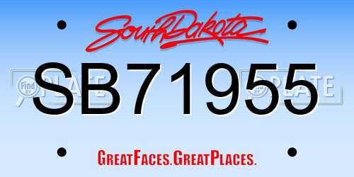 SB71955 South Dakota License Plate