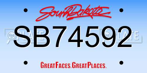 SB74592 South Dakota License Plate