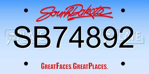 SB74892 South Dakota License Plate