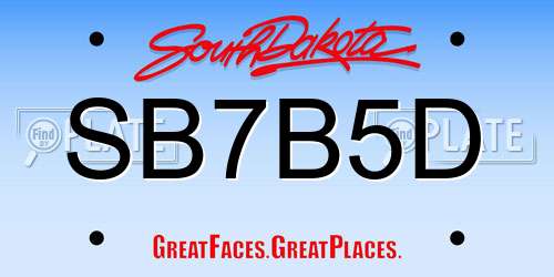 SB7B5D South Dakota License Plate
