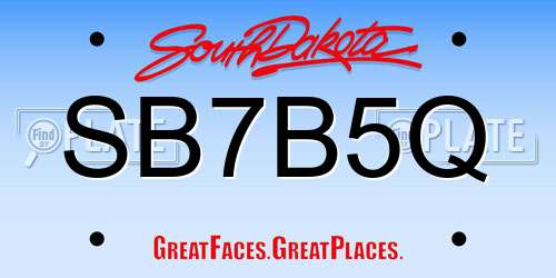 SB7B5Q South Dakota License Plate