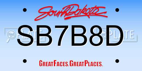 SB7B8D South Dakota License Plate