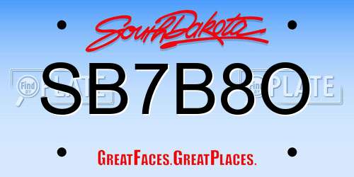 SB7B8O South Dakota License Plate