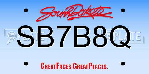 SB7B8Q South Dakota License Plate