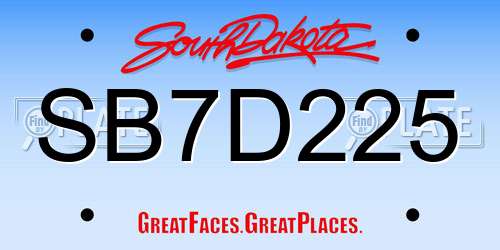SB7D225 South Dakota License Plate