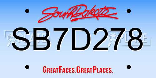 SB7D278 South Dakota License Plate