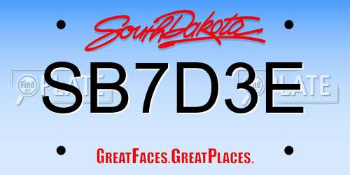 SB7D3E South Dakota License Plate